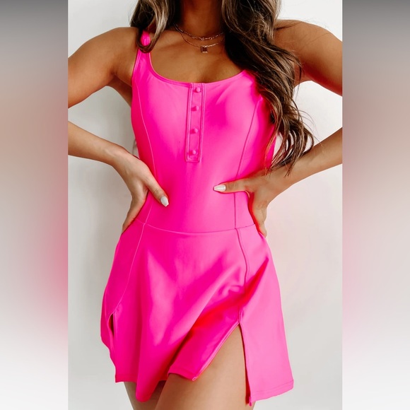 Hot Pink One Piece Swimsuit - Picture 5 of 8